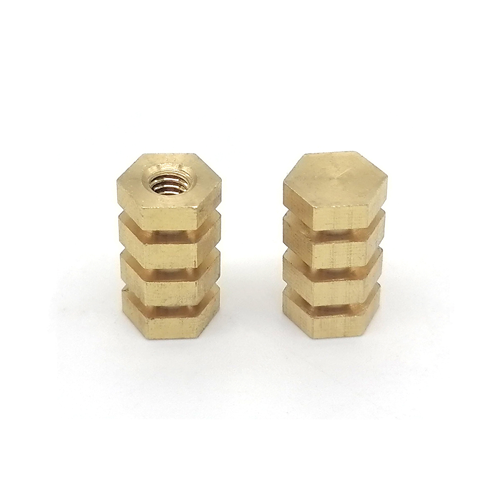 機加工非標(biāo)數(shù)控8×15車削件六角銅嵌件黃銅嵌入件